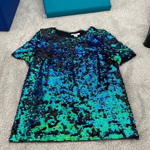 bar lll small size sequin green blue black shirt